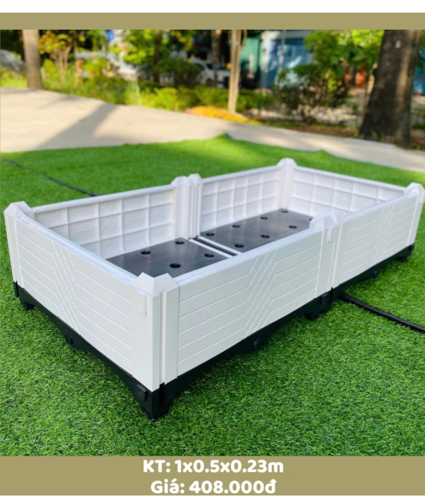 Chậu ghép trồng rau HDPE kích thước 100x50x23 (cm) màu trắng